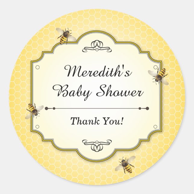 Honeybee Mother to Bee Baby Shower Thanks Classic Round Sticker (Front)
