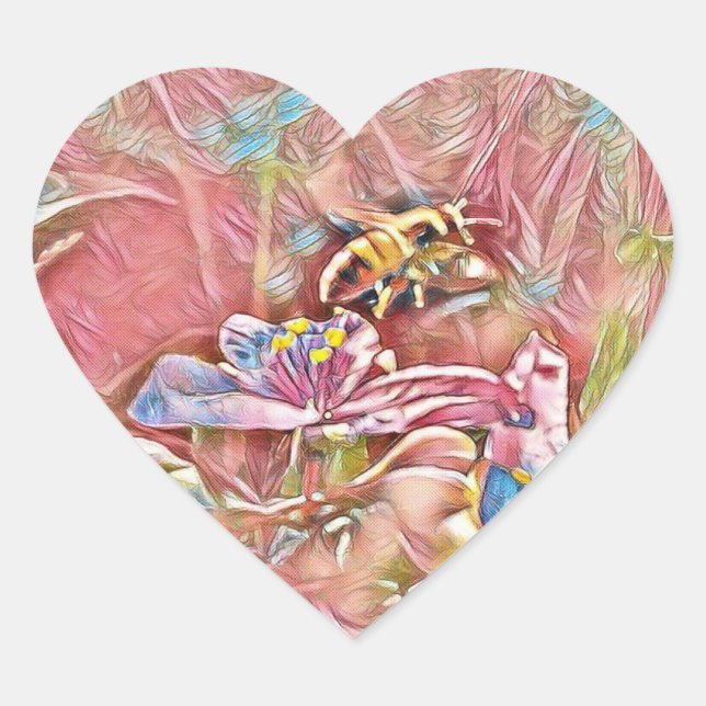 HONEYBEE ON A SPIDERWART - PINK STICKERS (Front)