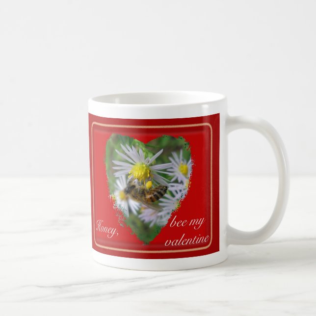 Honeybee on Asters Valentine Coffee Mug (Right)