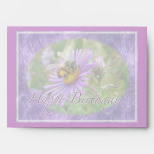 Honeybee on Asters Wildflower Birthday Envelope