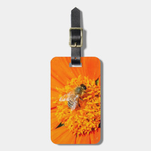 honeybee on orange tag