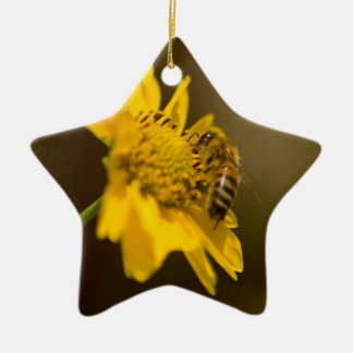 Honeybee on Yellow Flower Ceramic Tree Decoration