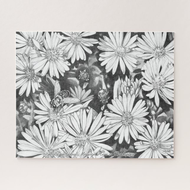 Honeybee Puzzle Personalised Flower Art Puzzles    (Horizontal)