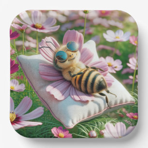 Honeybee Resting On a Pillow Paper Plate