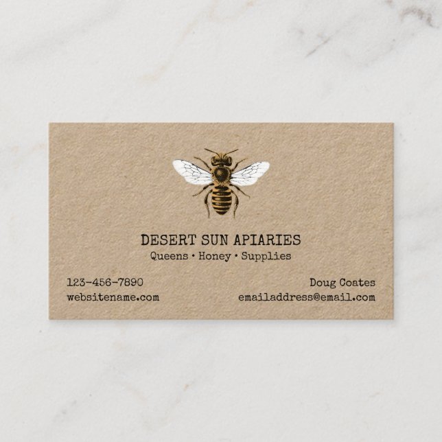 Honeybee Rustic Apiary Business Card (Front)
