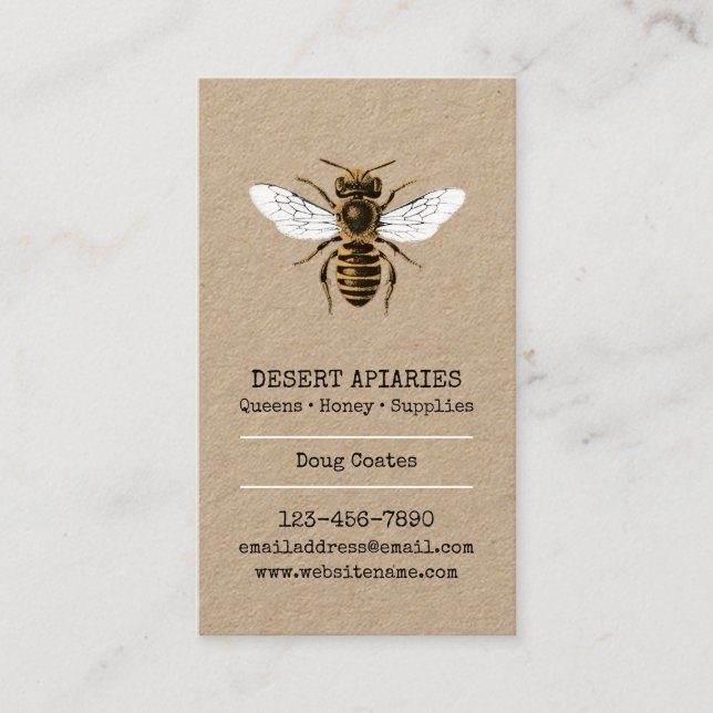 Honeybee Rustic Apiary Business Card (Front)