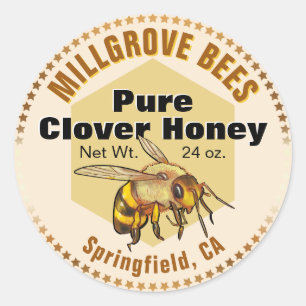 Honeybee Stars Illustrated Honey Jar Stickers