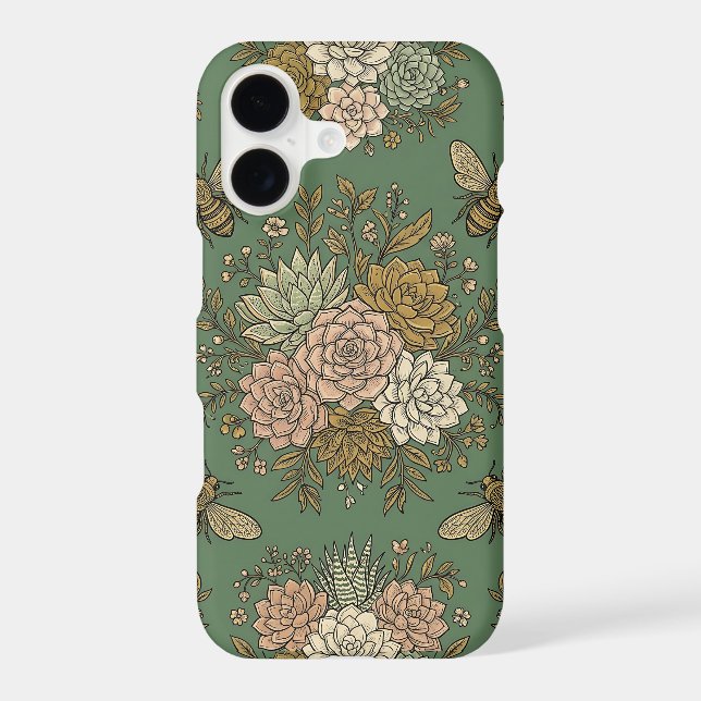 Honeybee Succulent iPhone 17 Case (Back)