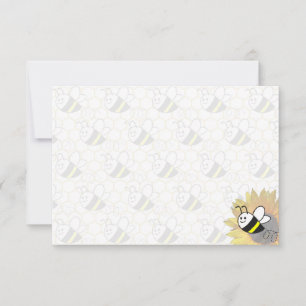 Honeybee Sunflower Drawing Blank Card