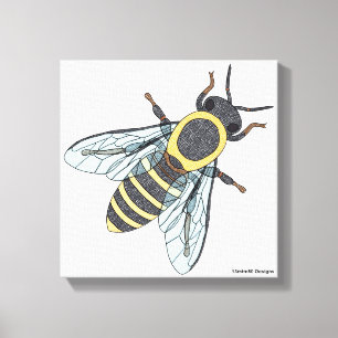 Honeybee (white) - Canvas Print
