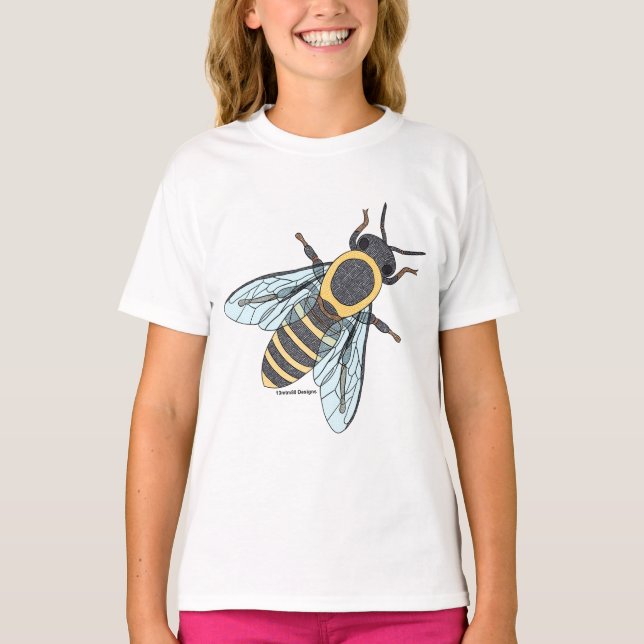 Honeybee (white) - Girl's Basic T-Shirt (Front)