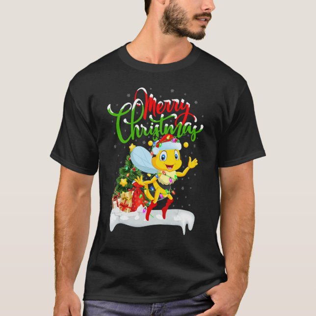 Honeybee   Xmas Decorations Santa Honeybee Christm T-Shirt (Front)