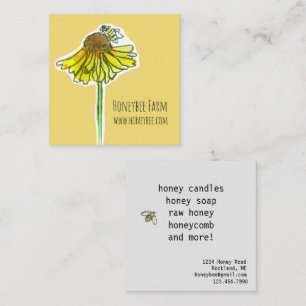 Honeybee Yellow Wildflower Soap Candles Honeycomb Square Business Card