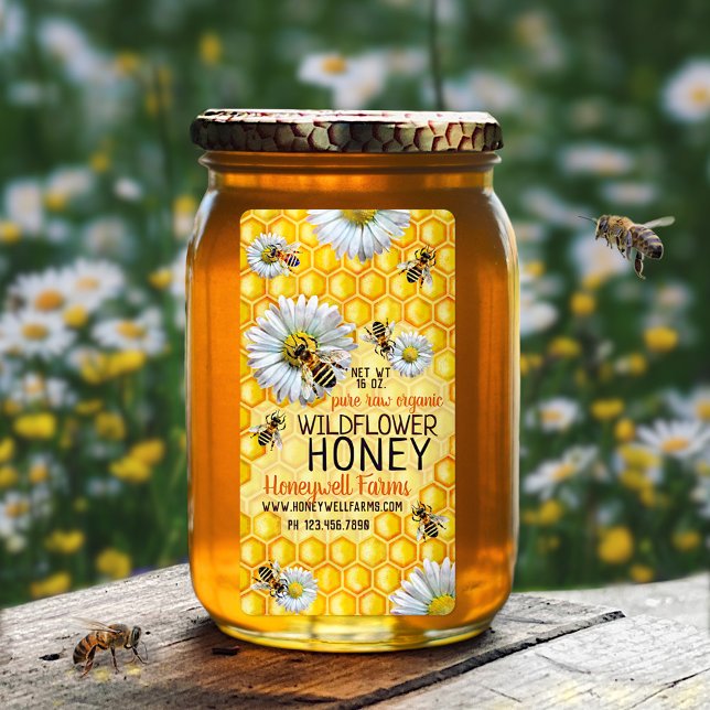 Honeybees Apiary Wildflower Honey Bees Flowers Jar (Creator Uploaded)
