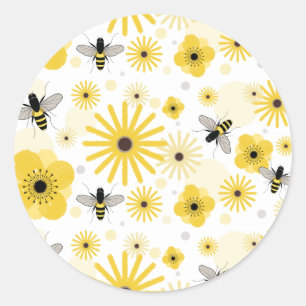 Honeybees & Flowers Envelope Seal Sticker