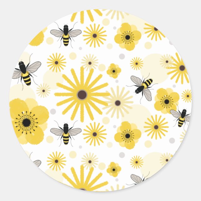 Honeybees & Flowers Envelope Seal Sticker (Front)