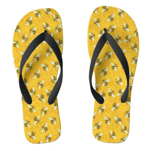 Honeybees Honeycomb Bumble Bee Hive Pattern Jandals