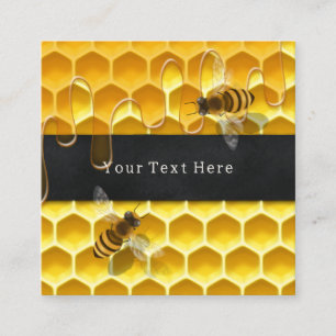 Honeybees on Dripping Honeycomb Square Business Card