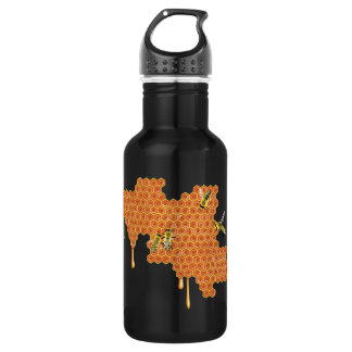 Honeybees on Honeycomb, Dripping Honey, Bee 532 Ml Water Bottle