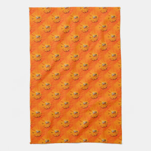 honeybees on orange flowers towel