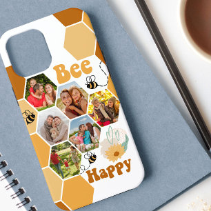 Honeycomb 6 Photo Collage Bee Happy White iPhone 12 Pro Max Case