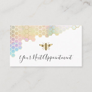 honeycomb and bee logo appointment card