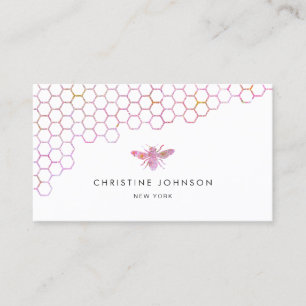 honeycomb and bee logo business card