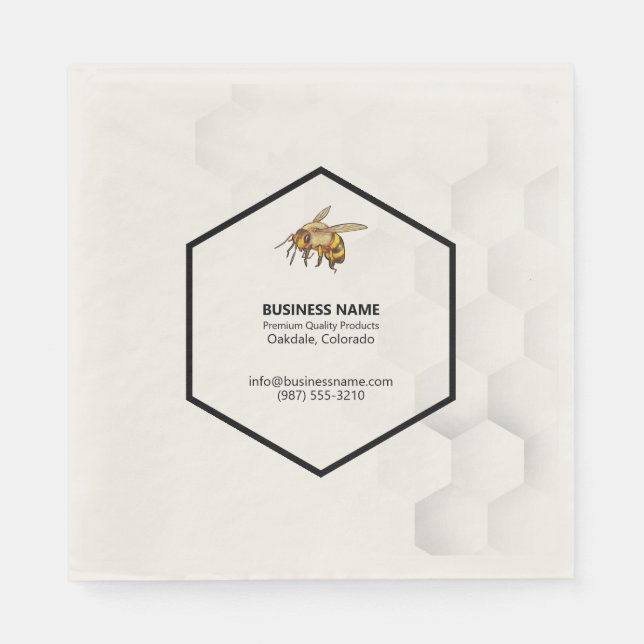 Honeycomb and Bee Logo Honey Tasting  Napkins (Front)