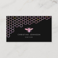 honeycomb and bee logo on black