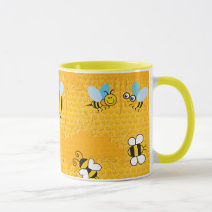 Honeycomb and Cartoon Bee Ringer Mugs