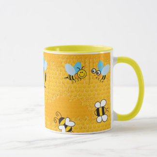 Honeycomb and Cartoon Bee Ringer Mugs