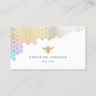 honeycomb and faux gold foil jewel bee logo business card