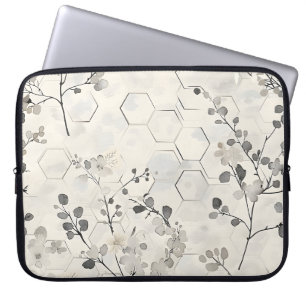 Honeycomb and Grey Flowers Laptop Case