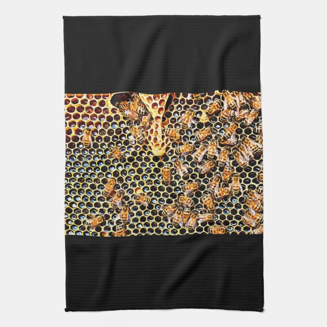 Honeycomb and Honey Bees Towel (Vertical)