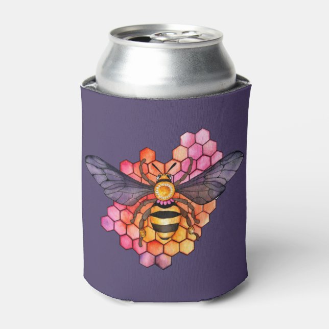 Honeycomb Bee Can Cooler (Can Front)