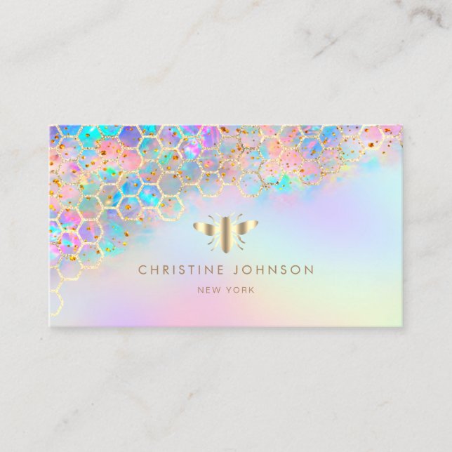 honeycomb bee colourful design business card (Front)