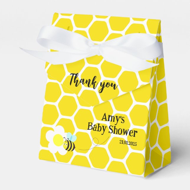 Honeycomb Bee Flower Yellow Honey  Favour Box (Front Side)