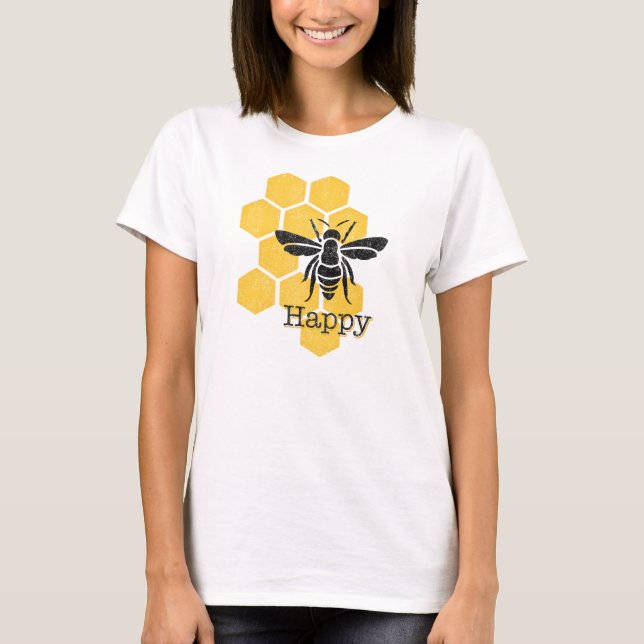 Honeycomb Bee Happy T-Shirt (Front)