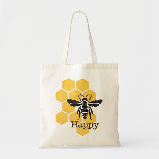 Honeycomb Bee Happy Tote Bag (Front)