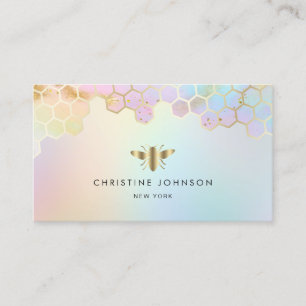 honeycomb bee logo on pastel colours gradients business card