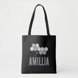 Honeycomb Bee Name Typography Design Tote Bag