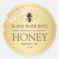 Honeycomb & Bee Raw Honey Label Gold Gradient