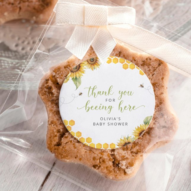 Honeycomb Bee Summer Baby Shower Thank You Classic Round Sticker (Creator Uploaded)