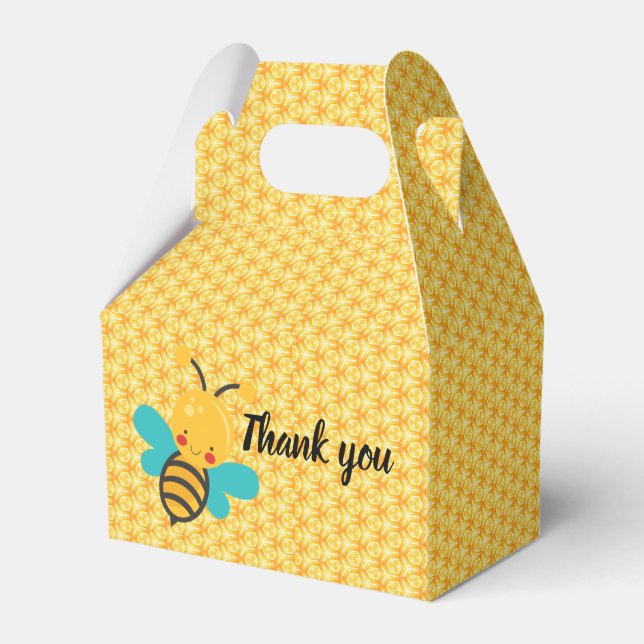Honeycomb Bee Thank You Gable Favour Box (Front Side)