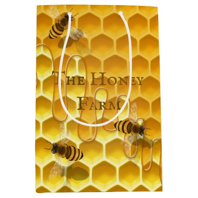 Honeycomb & Bees Custom Beekeeper Shopping Bag (Front)