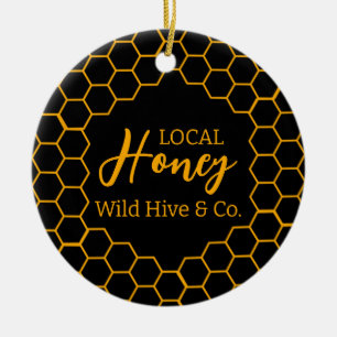 Honeycomb – Black or White Background Ceramic Tree Decoration
