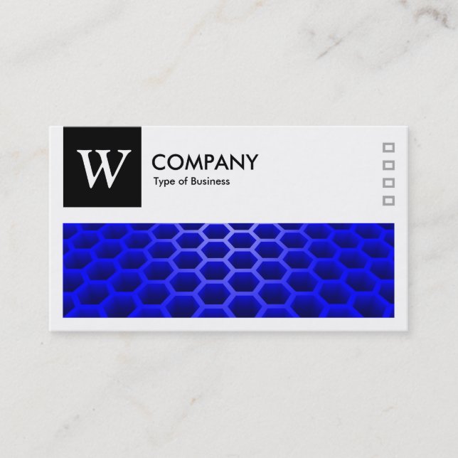Honeycomb Blue  - Logo and Panel v2 - Black Business Card (Front)