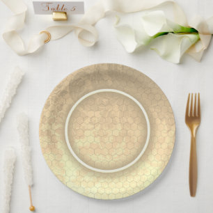 Honeycomb Damask Wedding Paper Plate