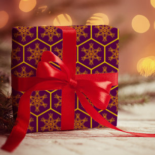 Honeycomb drawing pattern with royal flower wrapping paper