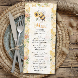 Honeycomb Floral Bee Classy Custom Baby Shower Menu
